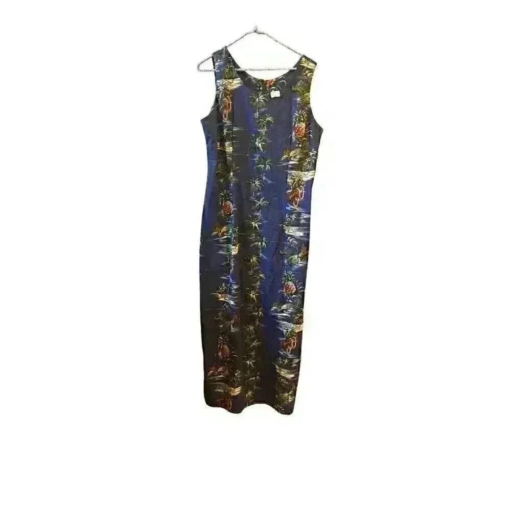 NWT Vintage Woman's Ho Aloha Hawaiian Dress Maxi Hawaii Print Size XL